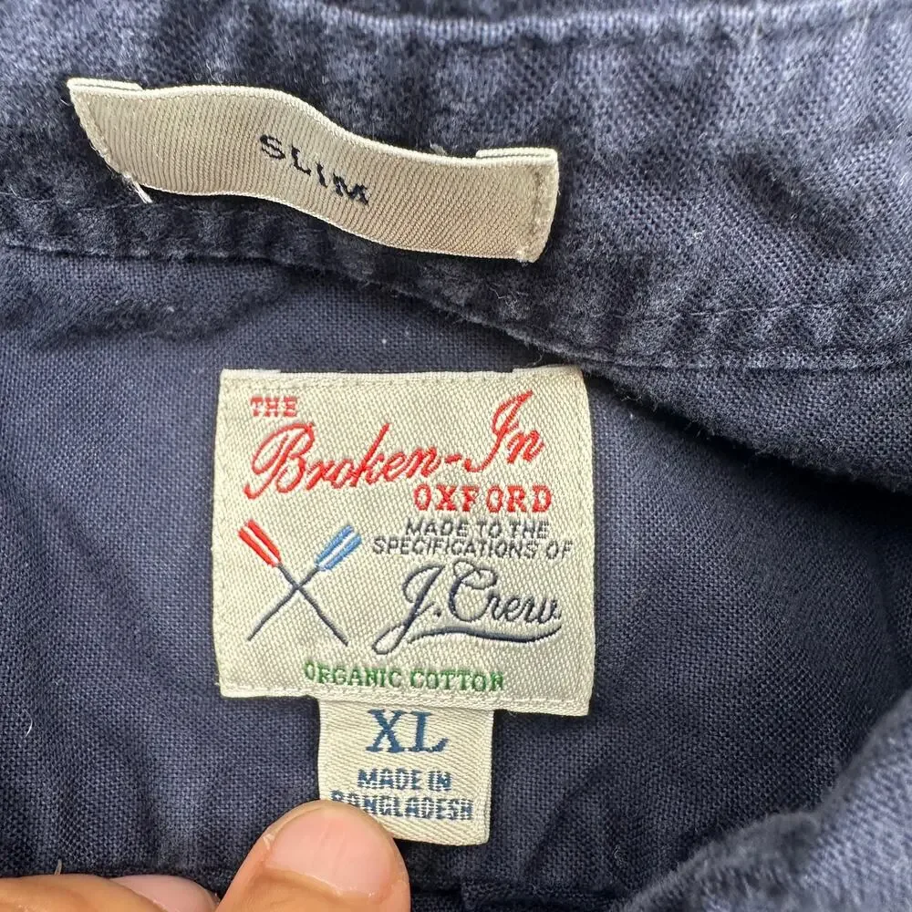 J Crew The Broken In Oxford Shirt Mens XL Slim Button Down Long Sleeve Navy